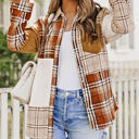  Sutton Plaid Color Block Patchwork Shirt Jacket with Pocket