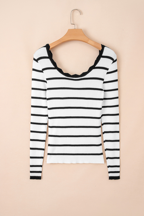 Sutton Striped Ribbed Slim Sweater