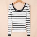 Black white Medium Sutton Striped Ribbed Slim Sweater