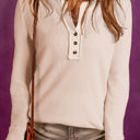  Sydney Waffle Knit Textured Henley Top