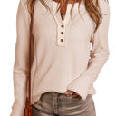  Sydney Waffle Knit Textured Henley Top