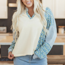 Beige Medium Syllena Collared Boxy Fit Sweatshirt