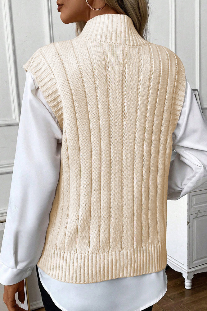 Sylvia Cable Knit High Neck Sweater Vest