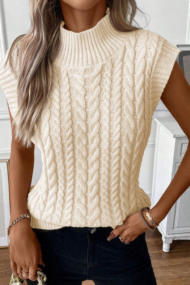 Sylvia Cable Knit High Neck Sweater Vest