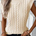  Sylvia Cable Knit High Neck Sweater Vest