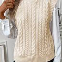  Sylvia Cable Knit High Neck Sweater Vest