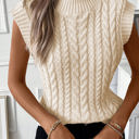  Sylvia Cable Knit High Neck Sweater Vest