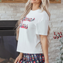  Sylvia Claus Plaid Letter Tee