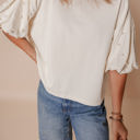  Sylvia Pearled Puff Sleeve Loose Top