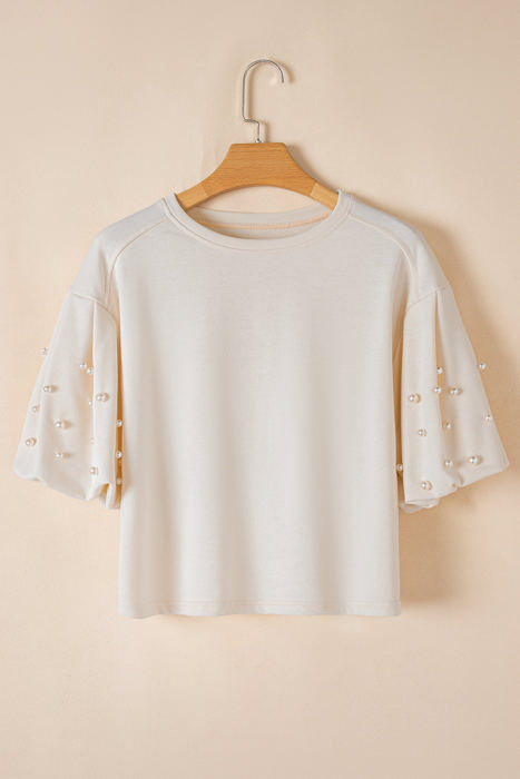 Sylvia Pearled Puff Sleeve Loose Top