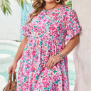 Talia Plus Size Floral Short Sleeve Flare Dress