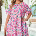  Talia Plus Size Floral Short Sleeve Flare Dress