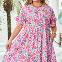  Talia Plus Size Floral Short Sleeve Flare Dress
