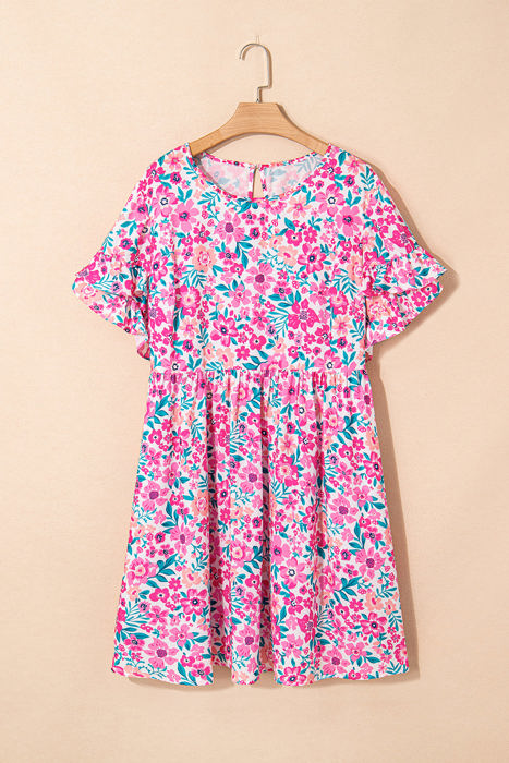 Talia Plus Size Floral Short Sleeve Flare Dress