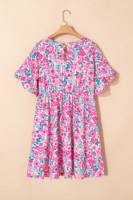 Talia Plus Size Floral Short Sleeve Flare Dress