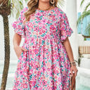 White XXXXL Talia Plus Size Floral Short Sleeve Flare Dress