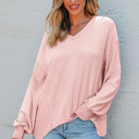  Talinia Shoulder Loose Blouse Long Sleeve Top