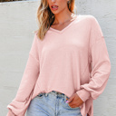  Talinia Shoulder Loose Blouse Long Sleeve Top