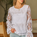  Tassa Mesh Flounce Sleeve Blouse