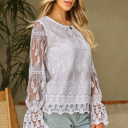  Tassa Mesh Flounce Sleeve Blouse