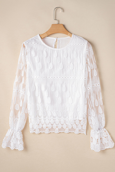 Tassa Mesh Flounce Sleeve Blouse