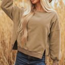 Dark Khaki Small TatumFuzzy Sherpa Splicing Pullover Sweatshirt