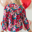  Taylor Floral Balloon Sleeve Half Buttons Blouse