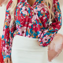  Taylor Floral Balloon Sleeve Half Buttons Blouse