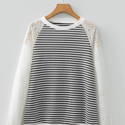 Taylor Hollowed Lace Patchwork Long Sleeve Top