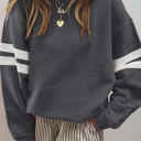 Dark Grey Medium Taylor Striped Oversized Sweatshirt