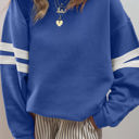 Sky Blue Medium Taylor Striped Oversized Sweatshirt