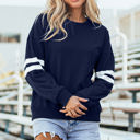 Navy Blue Small Taylor Striped Oversized Sweatshirt