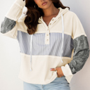  Taytum Patchwork Drawstring Hooded Long Sleeve Top