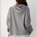  Taytum Patchwork Drawstring Hooded Long Sleeve Top