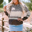  Teagan Color Block Crewneck Long Sleeve Top