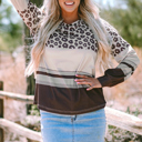  Teagan Color Block Crewneck Long Sleeve Top