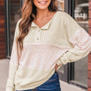  Teagan Oatmeal Colorblock Animal Print Pullover