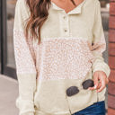 Beige XL Teagan Oatmeal Colorblock Animal Print Pullover