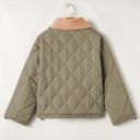  Teddy Collar Flap Pockets Quilted Puffer Jacket