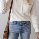  Teresa Color Waffle Half Long Sleeve Top