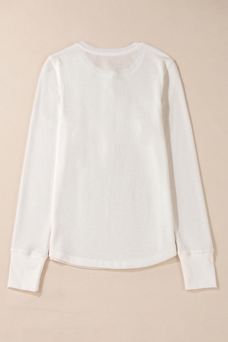 Teresa Color Waffle Half Long Sleeve Top