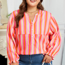  Teresa Stripe Crinkled Half PLUS Blouse