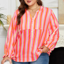  Teresa Stripe Crinkled Half PLUS Blouse
