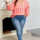  Teresa Stripe Crinkled Half PLUS Blouse