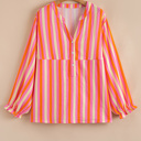  Teresa Stripe Crinkled Half PLUS Blouse