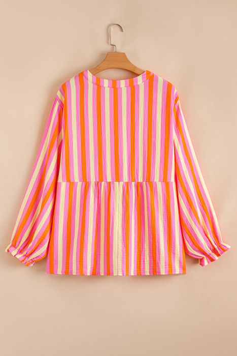 Teresa Stripe Crinkled Half PLUS Blouse