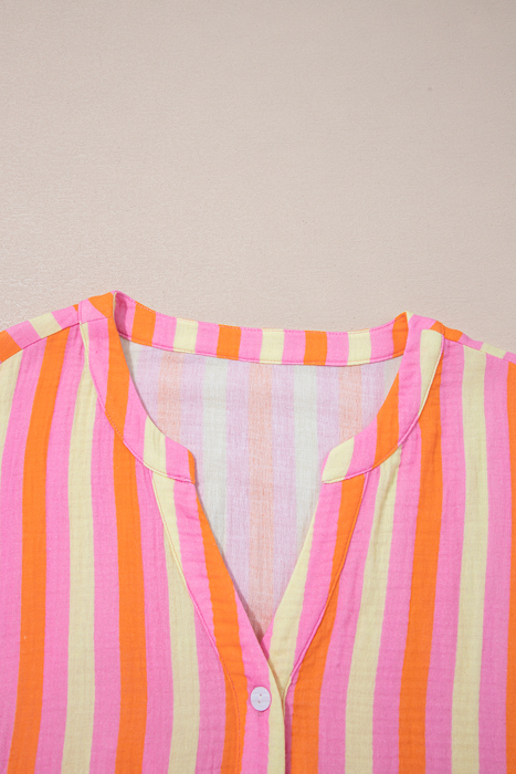 Teresa Stripe Crinkled Half PLUS Blouse