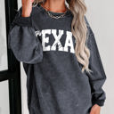  Texas Ribbed Knit Round Neck Pullover Sweatshirt