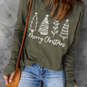  Thea Merry Christmas Trees Thumbhole Sleeve Graphic Tee