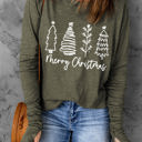  Thea Merry Christmas Trees Thumbhole Sleeve Graphic Tee